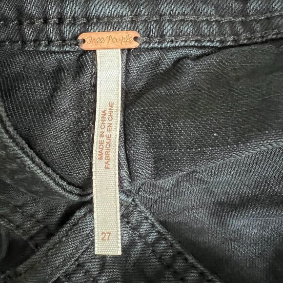 Free People Black Cotton A-line Button Front Mini Skirt Size 27 - Picture 2 of 6